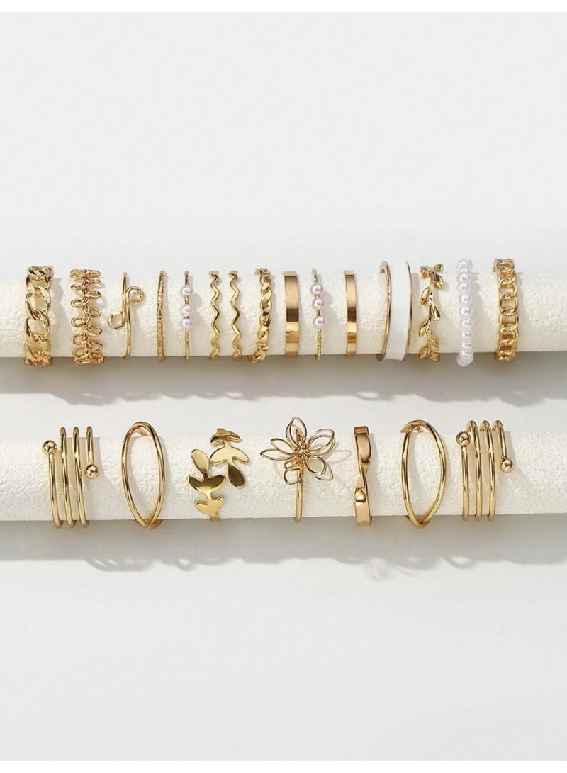 veya WOMEN’S VINTAGE GEOMETRIC RINGS SET – 22 PIECES - Image 4